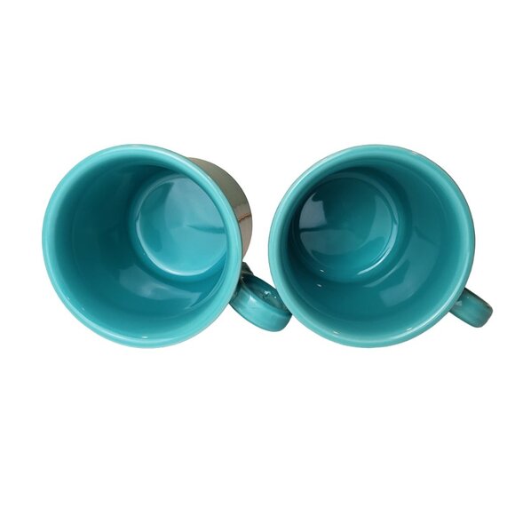 Bundle of 2 Fiestaware HLC Turquoise Ring Handle Coffee Mugs Like New - Picture 4 of 5